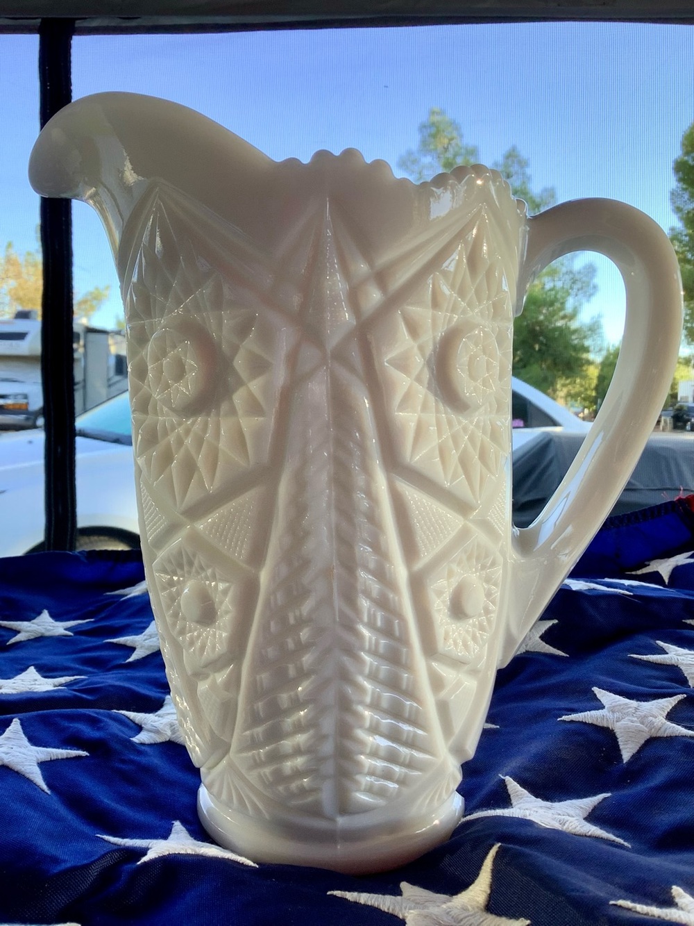 Vintage Kemple Valtec White Milk Glass 8” Pitcher- RARE